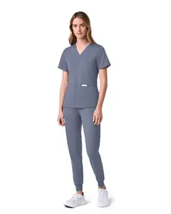 JAANUU UltraSOFT Essential Comfort Women’s 6-Pocket Scrub Set – Soft Stretch Fabric, Slim Fit, Adjustable Waist Scrub