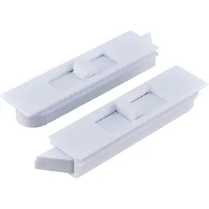 Snap in Tilt Latch Left and Right Pair, Plastic Material, Blue White Finish, 2-21/32" Length, 3/32" Stile Snap Size, 9/32" Nose Size, Suitable for Tilt Window Applications