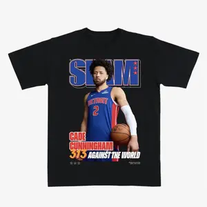Cade Cunningham “313 Against the World” Basketball T-Shirt – Black Graphic Tee Featuring SLAM Style Detroit Pro Hoops Star Design