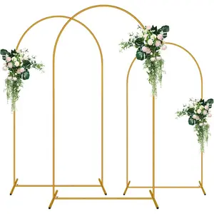 Arched background frame, balloon arch frame with base, metal arch bracket, golden baby party background arch, wedding arch frame, Flowers