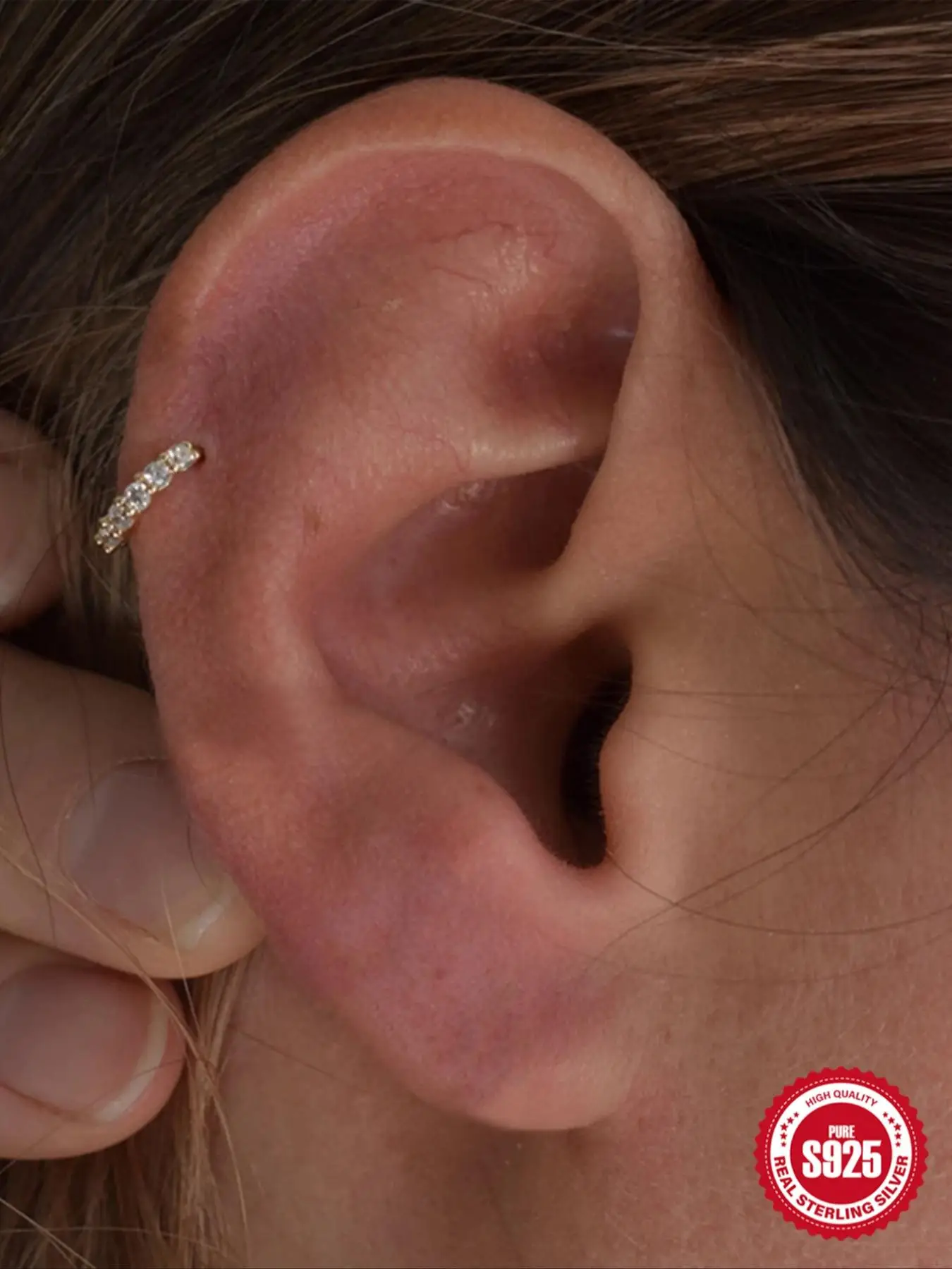 S925 Sterling Silver Women's Elegant Cartilage Earrings, 1 Count Minimalist Hoop Earrings for Party, Daily Decor for Girls, Trendy All-match Exquisite