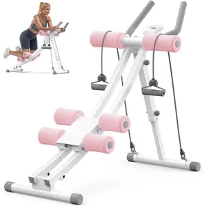 US Dual Track Adjustable Abdominal Muscle Trainer with LCD Display Core and Waist Shaper Home Gym for Women Foldable Exercise Machine Suitable for Abdominal Muscles, Arms, Legs, and Hip Shaping Exercise Equipment