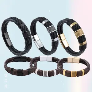 New Retro Multi-Layer PU Leather Men's Bracelet, Gemstone Bead Bracelet, Stainless Steel Jewelry Wristband Gift, Father's Day Christmas Present