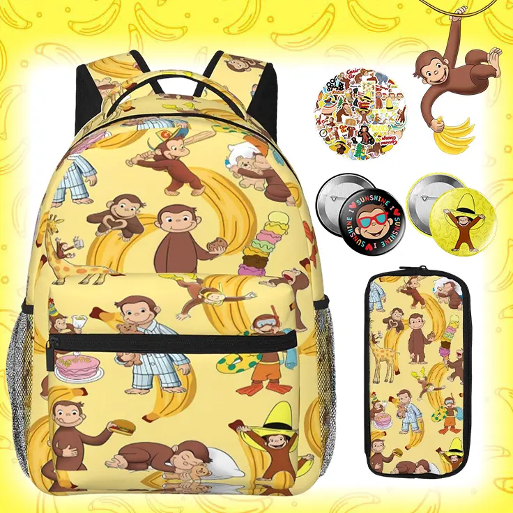 Curious george Laptop Backpack for Teens Adults Curious george toys Backpacks Curious george stuffed animal  College Travel Daypack forTravel