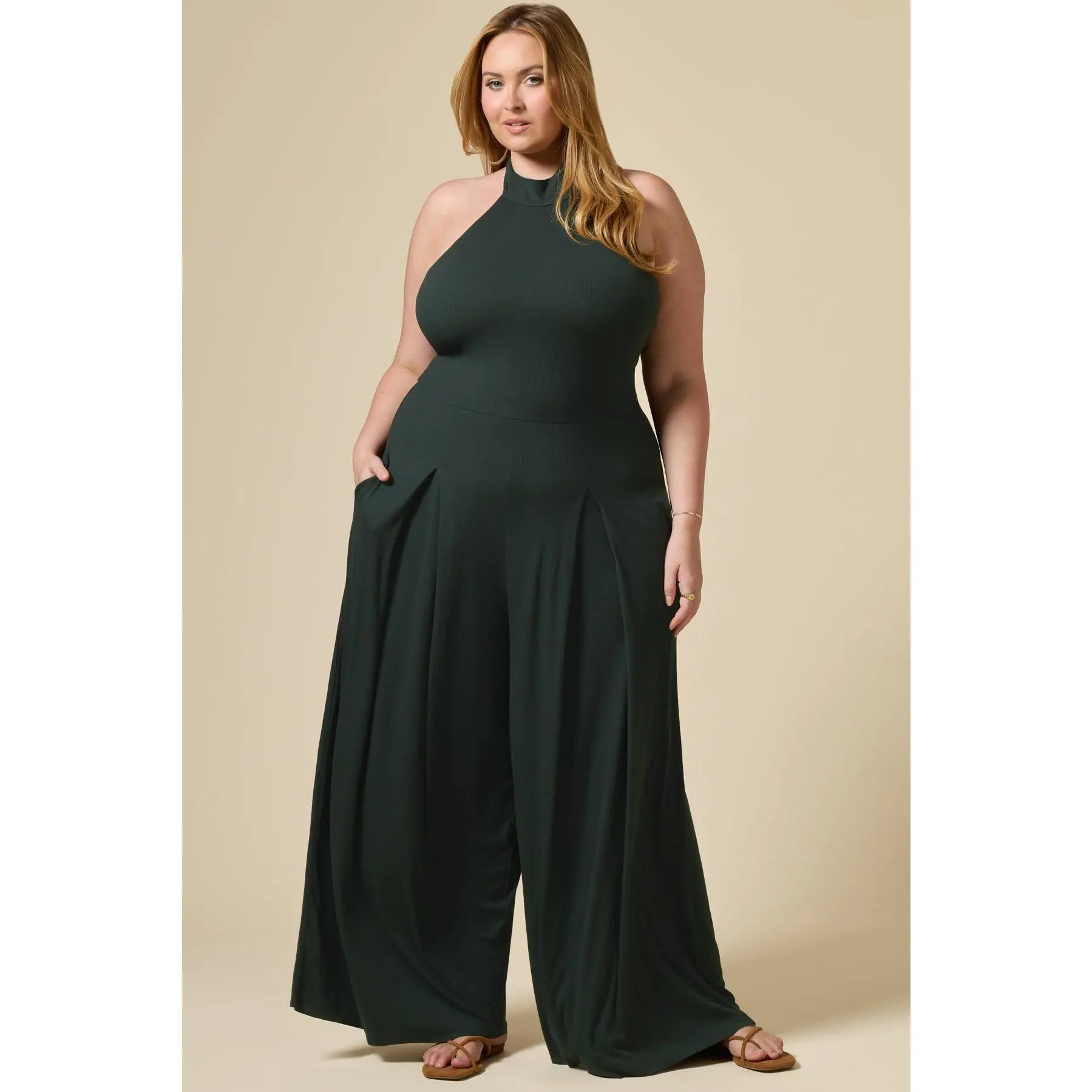 Mockneck Go With The Flow Jumpsuit - Deep Forest