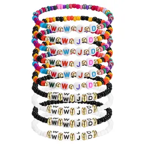 OIDEA WWJD Bracelets 10 Pcs What Would Jesus Do Religious Friendship Beaded Stretch Bracelet Set for Teens Girls Boys