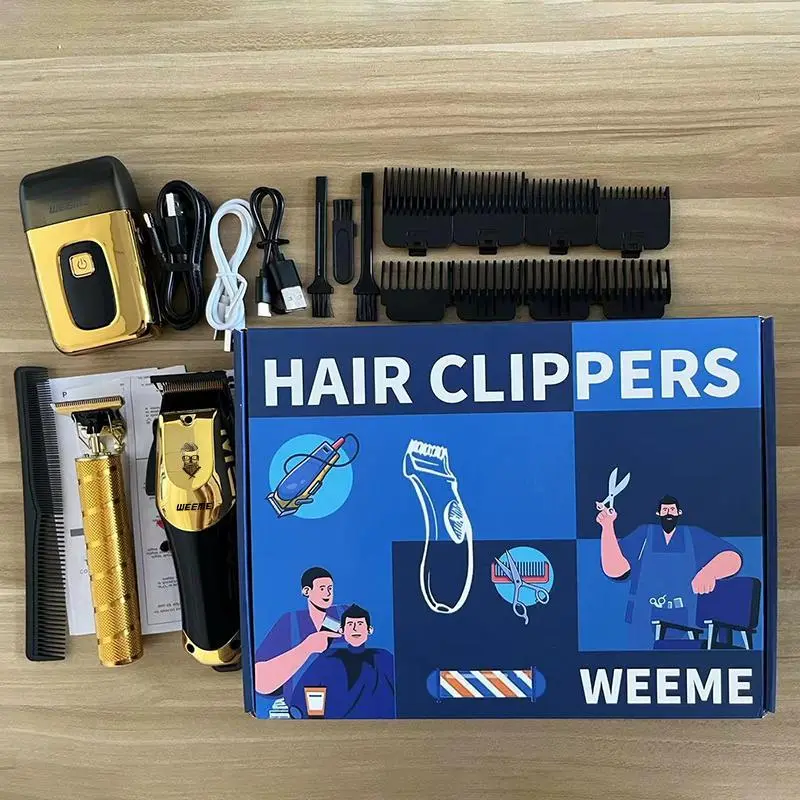 WEEME Golden 3pcs Men'S Grooming Kit: USB Rechargeable Hair