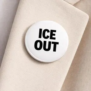 Custom ice out Pin Pinback Golden Globes Protest Be Good 1.25, IN HAND Custom ICE OUT Pinbacks