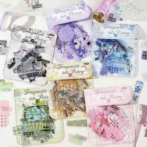 40 Sheets Pet Material Sticker Pack, Grid Pattern Theme Decorative Stickers for Journals, Water Bottles, Scrapbooking Crafts, Scrapbook Materials, DIY Sticker Paper