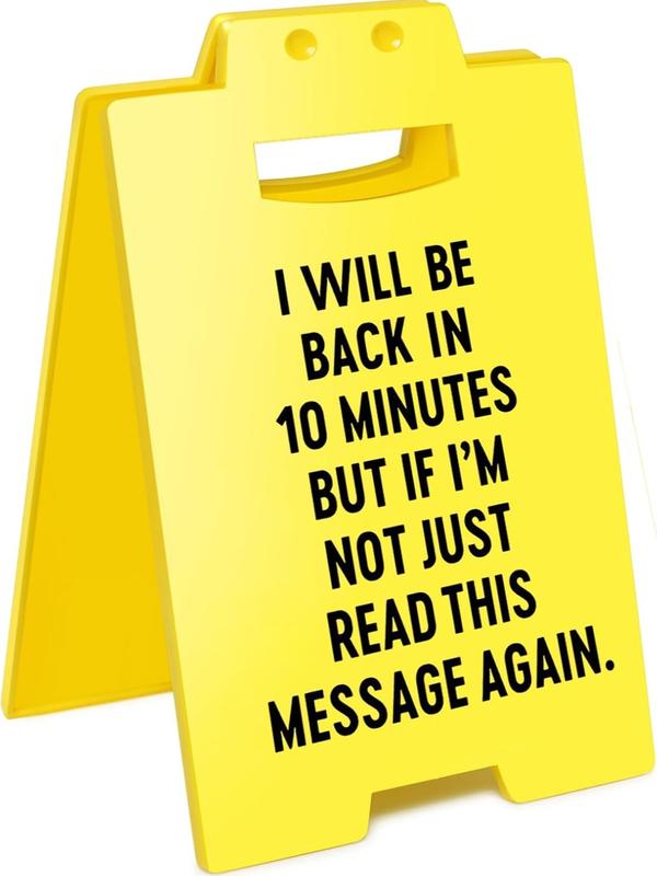 Desk Sign for Workday Humor - 6.3 x 3.9 in - Caution Overstimulated, Answer Desk Rate, Team Nuts - Yellow Sign with Black Text, for Office, Classroom, Home - Gift for Colleague, Boss & Employees