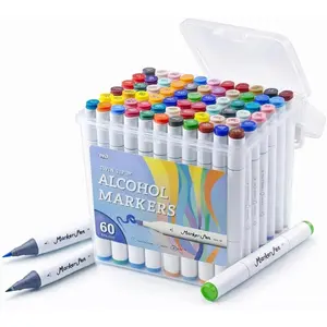 60 Colors  Markers, Dual Tip  Based Art Markers, Brush Tip Mark Pens with Case for Adult Coloring Hand Lettering