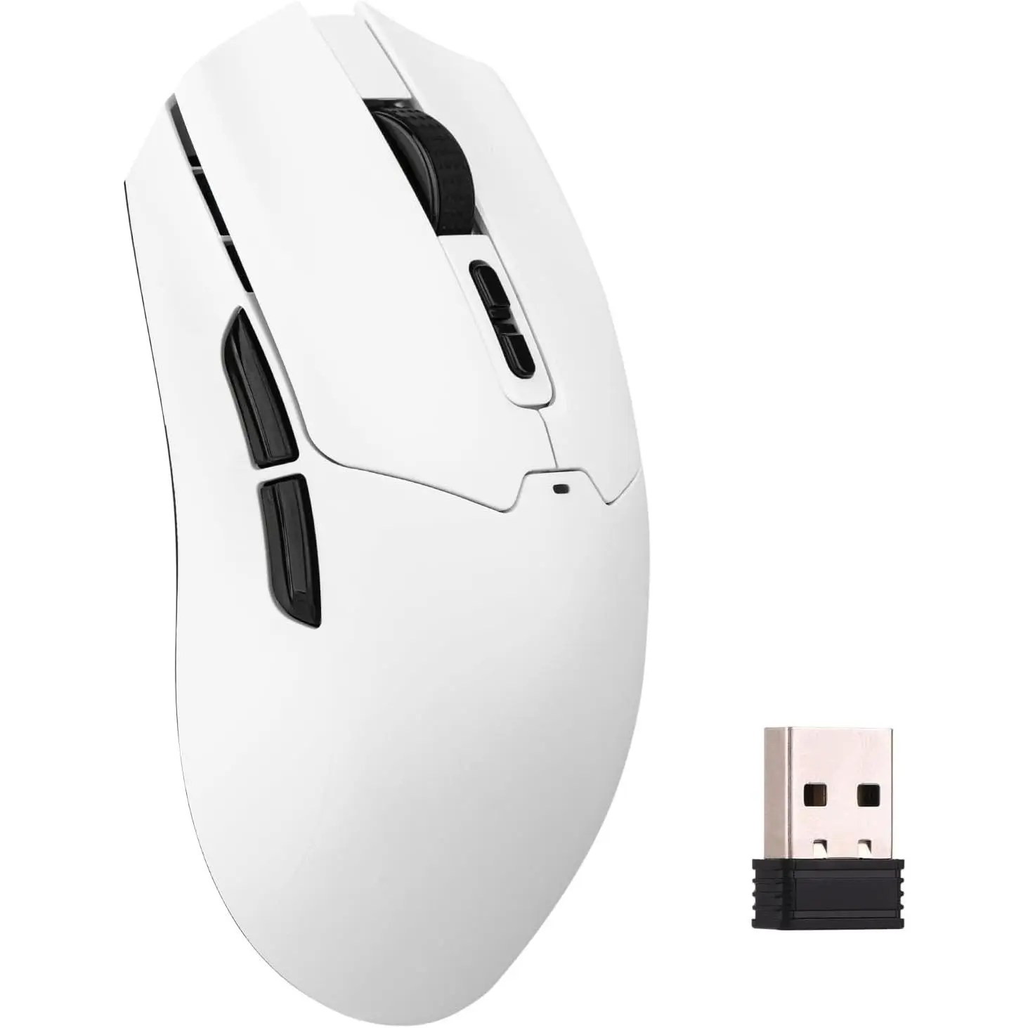 GJ  F-MUW05  Click Lite Wireless Gaming Mouse, 800 to 12,000 DPI Adjustable, PAW3311 Sensor, 500mAh, 59g, 2.4G/BT/USB-C Rechargeable Wireless Mouse with 5 Programmable Buttons for PC/Mac/Linux (White)
