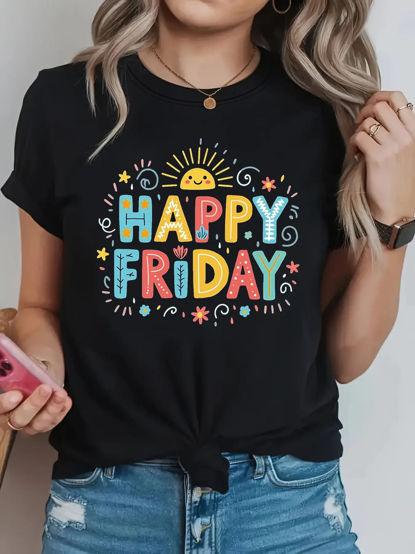 Women's Happy Friday T-Shirt - Short Sleeve Crew N