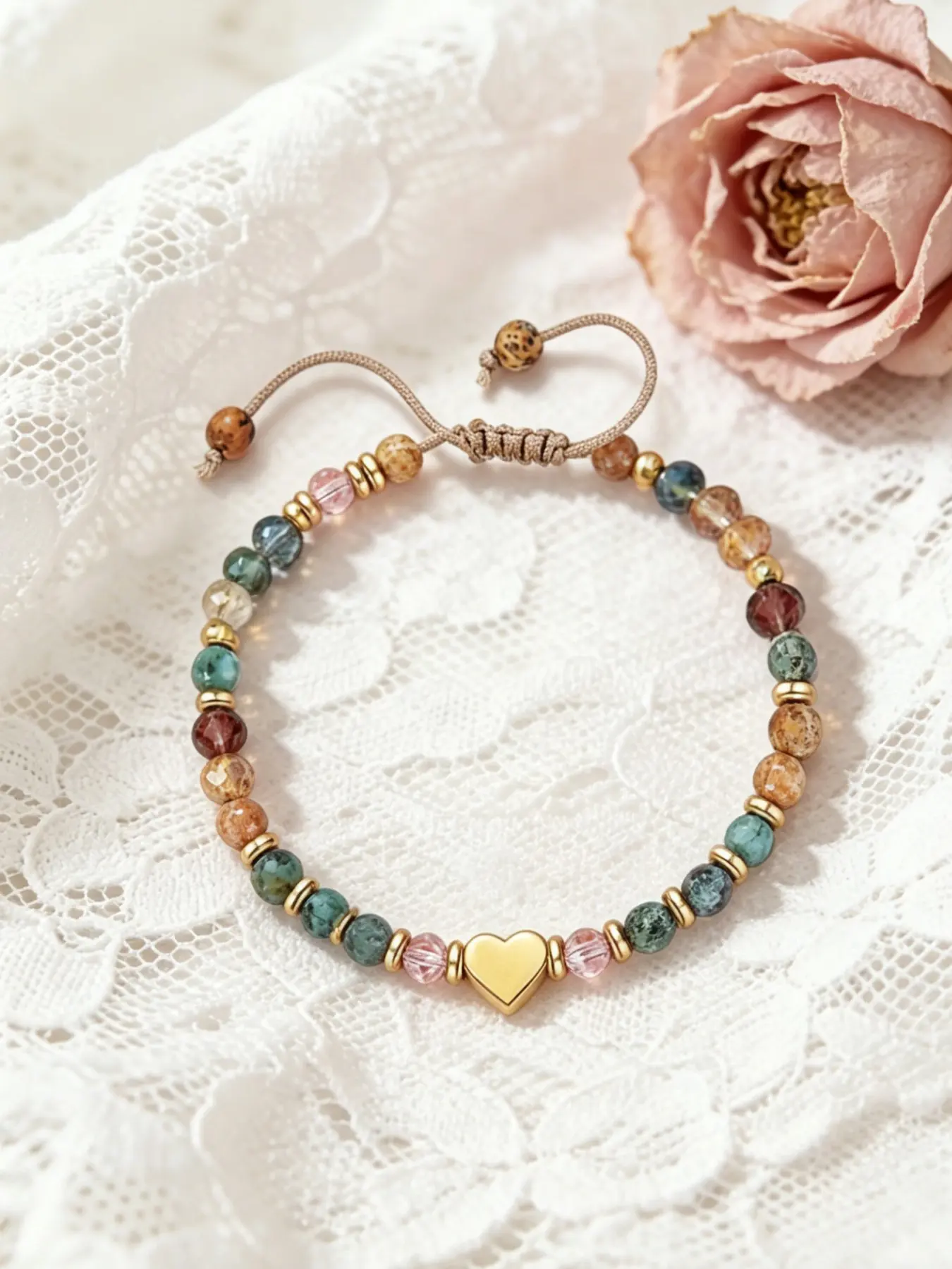 A natural picture stone bracelet, suitable for daily wear, vacation dates, and other occasions, and also a delightful and exquisite little gift, Adjustable Slider Bracelets