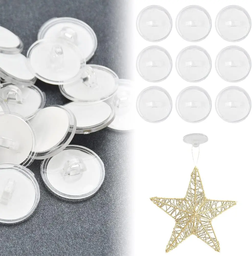 10PCS Clear Adhesive Wall Hooks – Small Transparent Disc Hooks for Kitchen, Bathroom, Holiday Decor & Everyday Organization
