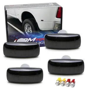 iJDMTOY Smoked Lens Amber/Red LED Trunk Bed Marker Lights Set For 2010-18 Dodge RAM 2500HD 3500HD Dually Truck Double Wheel Side Fenders, Powered by Total 20 LED