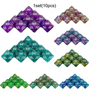 10pcs 10-Sided Dice Set, Rpg Dice Numbers 00-90, Tabletop Game Accessories, Ideal for Dungeon Games and Magic Parties
