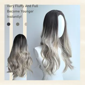Trendy Ombre Wavy Synthetic Wig - Long Middle-Part Style with Gradient Color & Breathable Cap for Fashion Enthusiasts 3D Voluminous Lamb Curl Wig High Temperature Silk Material Casual Natural Look