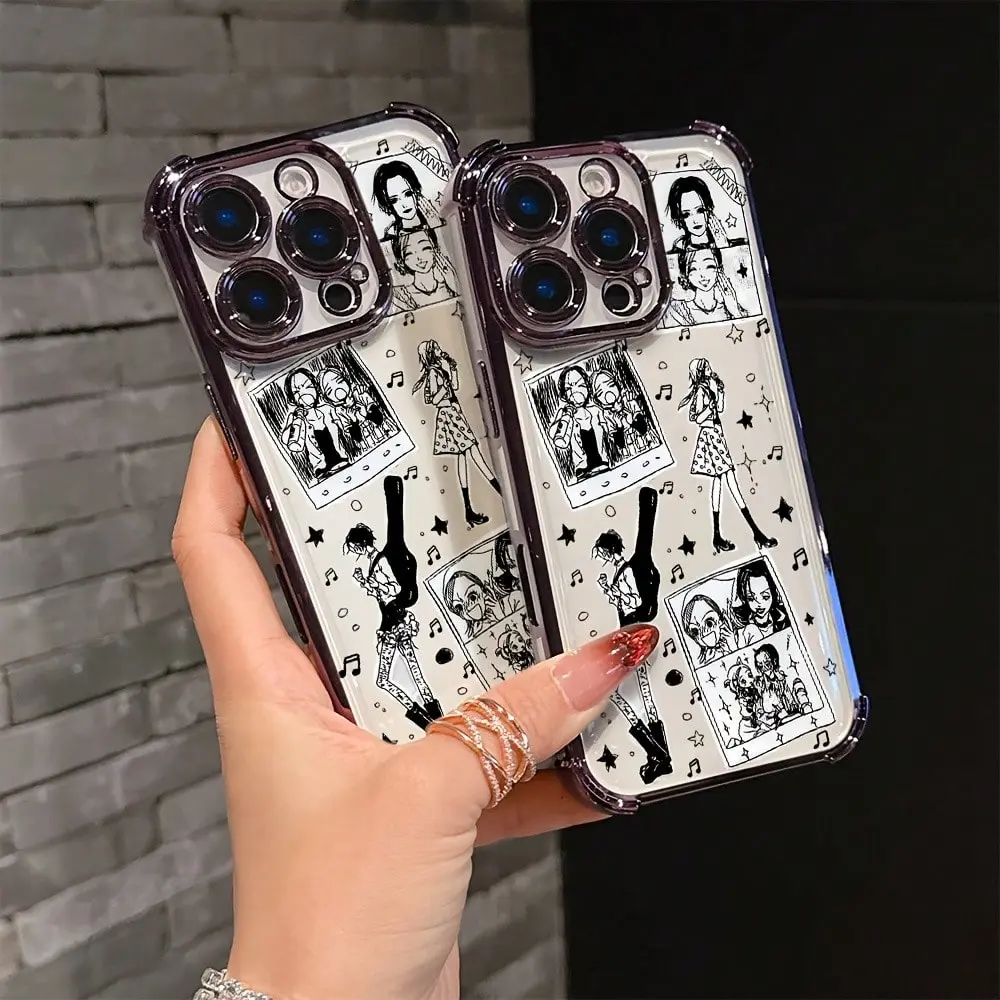 Anime Nana Black & White Patterned TPU Smartphone Case - Shockproof, Resistance, Transparent Soft Back Protection for iPhone 17/16/15/14/13/12/11, Air, Pro, Max, Plus Personalized Cellphone Accessory, Colorful