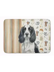 Carolines Treasures WDK7432RUG 19 x 27 in. Black & White English Springer Spaniel Coffee Bar Memory Foam Kitchen Mat