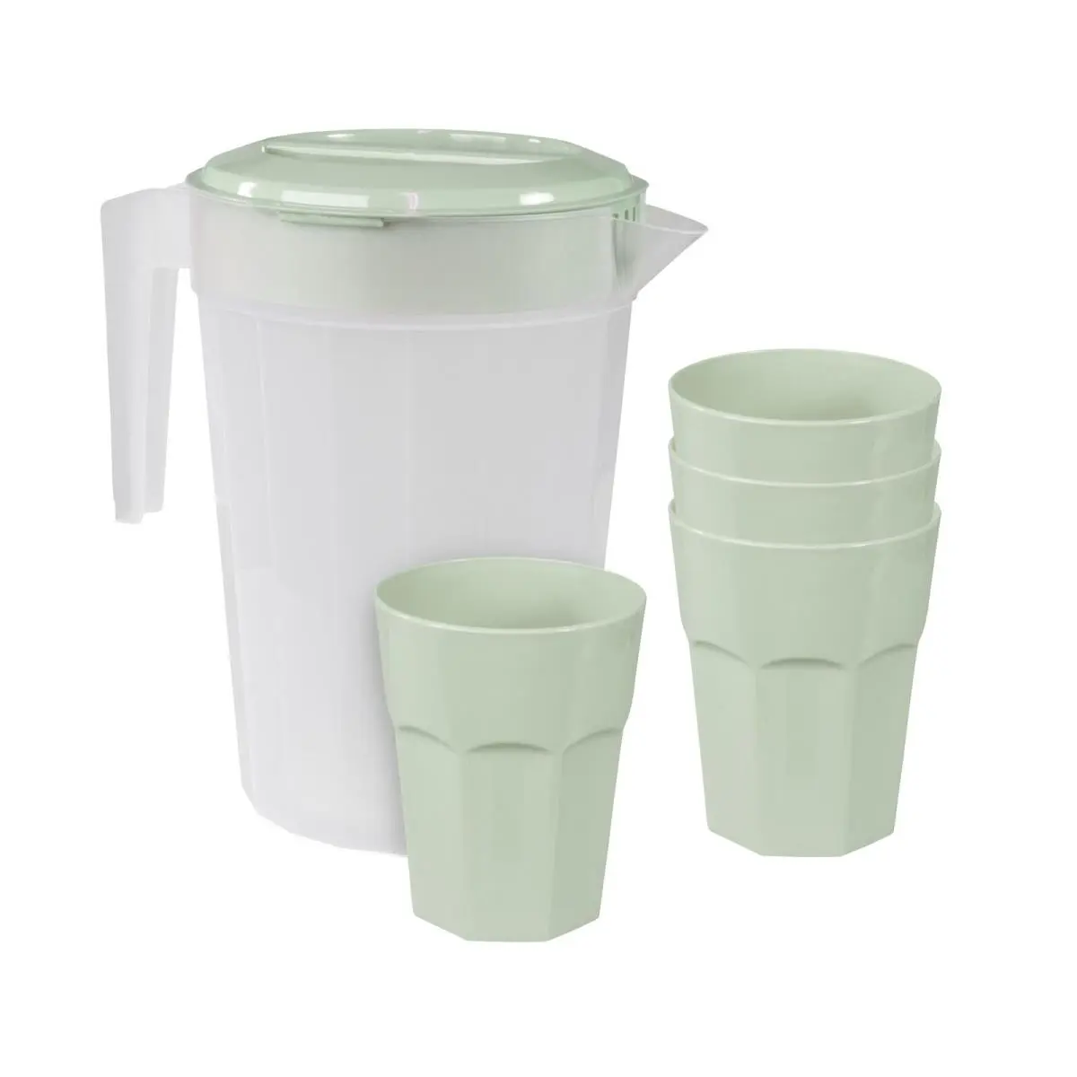 212 MAIN Attractive Durable Casual CC013MS 6-Piece Mountain Sage Pitcher & Tumbler Set - Home Kitchen Drinkware Jug for Everyday Use, Six Pieces