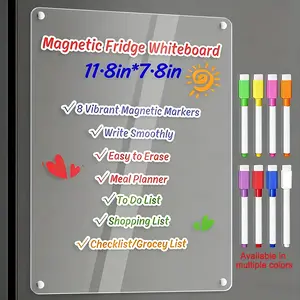 Clear Acrylic Magnetic Whiteboard for Fridge, Dry Erase Board for Refrigerator, Acrylic Note Board, Fridge Planner, Memo Board, Grocery List White Board, Shopping List Board, To Do List Board, Easy Cleaning Blank Memo Board for Home Kitchen for Planner