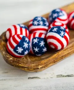 felt Americans flag felt handmade 4cm balls set of 3