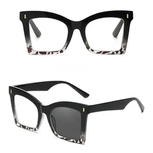 Fashion Reading Glasses Oversized Square Blue Light Glasses for Women Anti Fatigue Prevent Headache Computer Eyeglasses Frames+1.5 Black