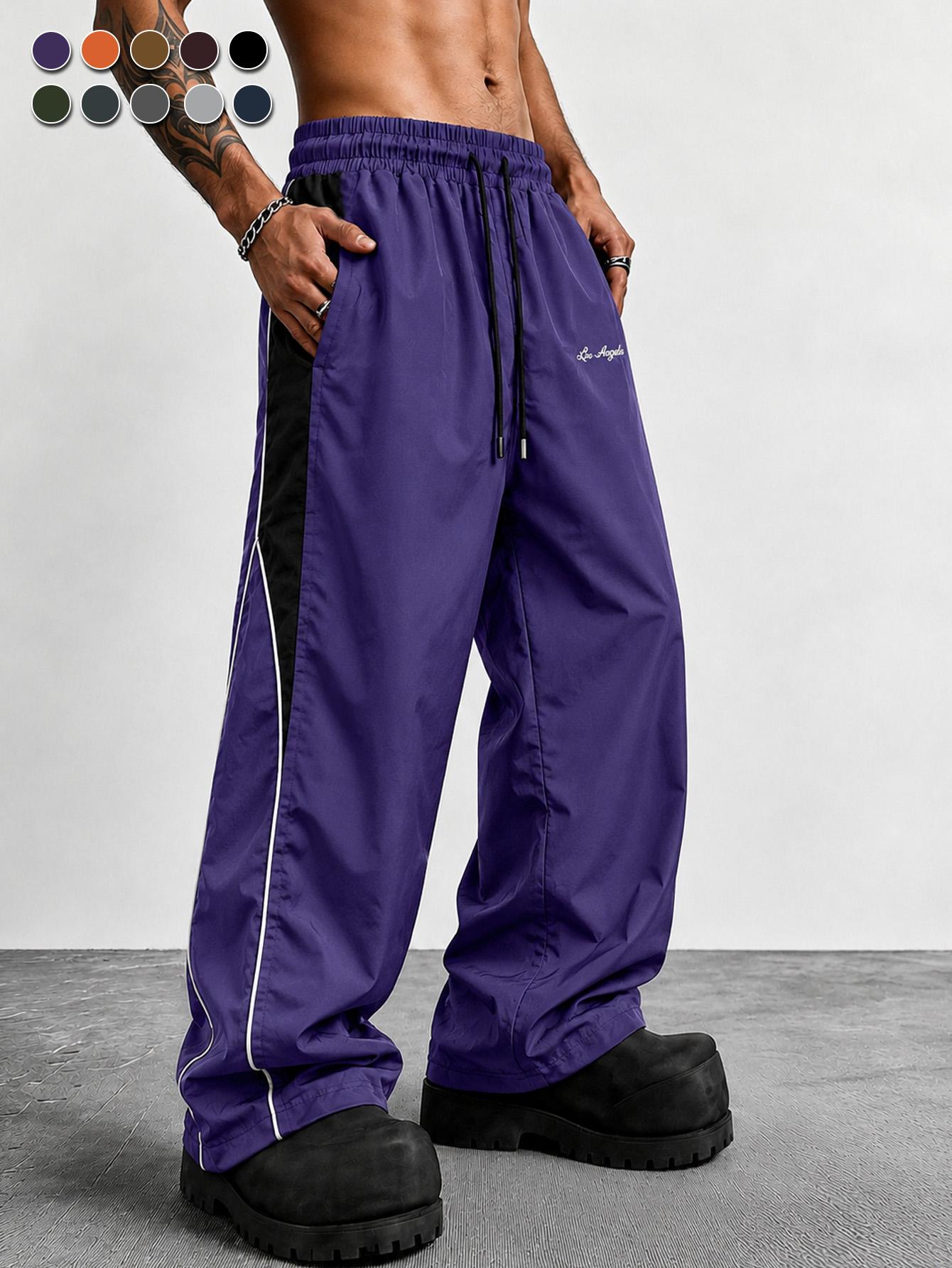 Men's colorblock wide-leg pants side detail