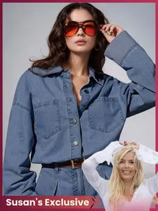 Women's Casual Washed Denim Jumpsuit Overalls, Wide Leg Long Pants (no Belt Included), Susan's Exclusive Style, Comfortable and Stylish