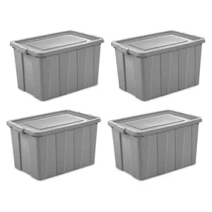 Sterilite 30 Gallon Tuff1 Storage Tote, Stackable Plastic Bin with Lid, 4 Pack Boxes Container