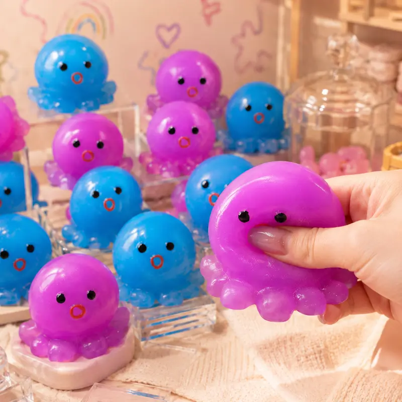 2PCS Octopus Squeeze Toys Set, Soft Squishy Stress Relief Toys, Cute Octopus Pressable Fidget Toys, Sensory Hand Toys for Kids, Desk Relaxing Toy, EDC Carry Toy, Reusable Squeeze Toy for Anxiety Relief, Party Favor, Birthday Gift, Classroom Reward