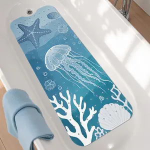 Jellyfish & Seaweed Pattern Bathroom Decorative Mat, Non-slip Bath Mat, Foldable Bathroom Mat, Soft Bathroom Mat, Bathroom Accessories, Home Supplies