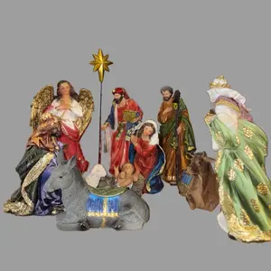 Nacimiento 13 Piezas Nativity Set 13 Piece with Detailed Figures and Adorable Animals for Festive Display