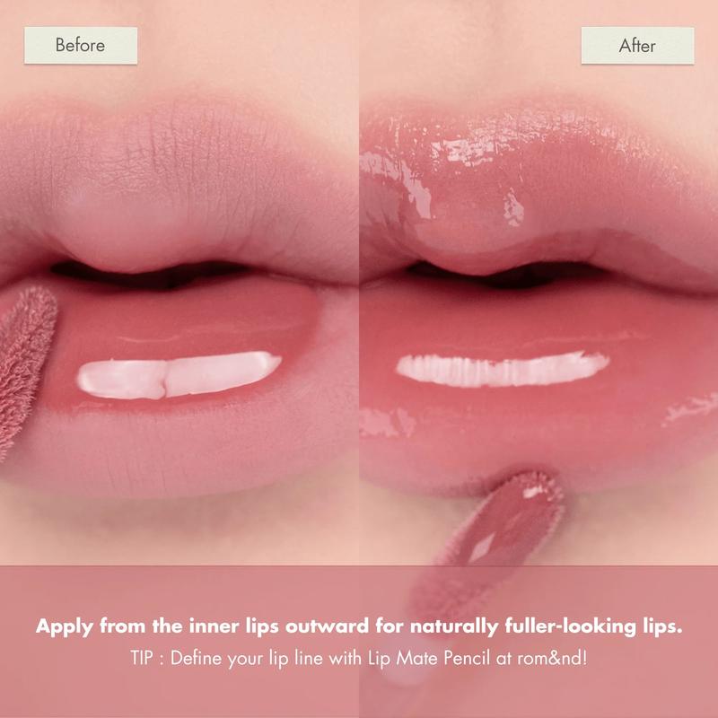 rom&nd Glasting Color Gloss 02 Nutty Vague - Moisturizing Plumping Glow Lip Gloss - Authentic Korean K-Beauty Makeup 4g, romand