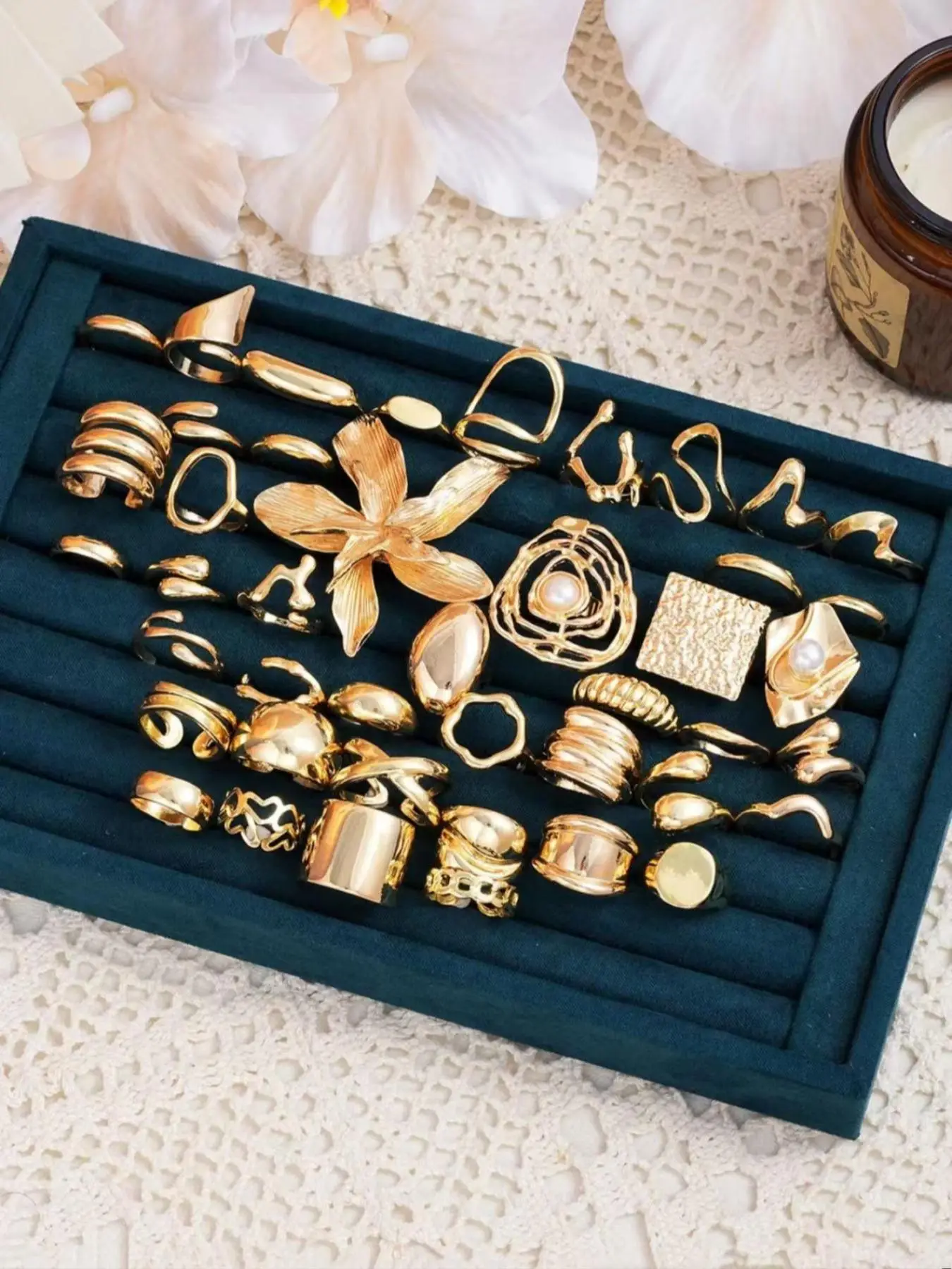 Women's Elegant Exaggerated Ring Set, Fashion Jewelry for Party, Daily Clothing Decor, Trendy All-match & Exquisite Jewelry for Birthday Gift