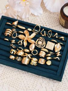 women's elegant exaggerated ring set, vintage rings jewelry, fashion stackable rings for party, daily clothing decor, trendy all-match & exquisite jewelry for birthday gift