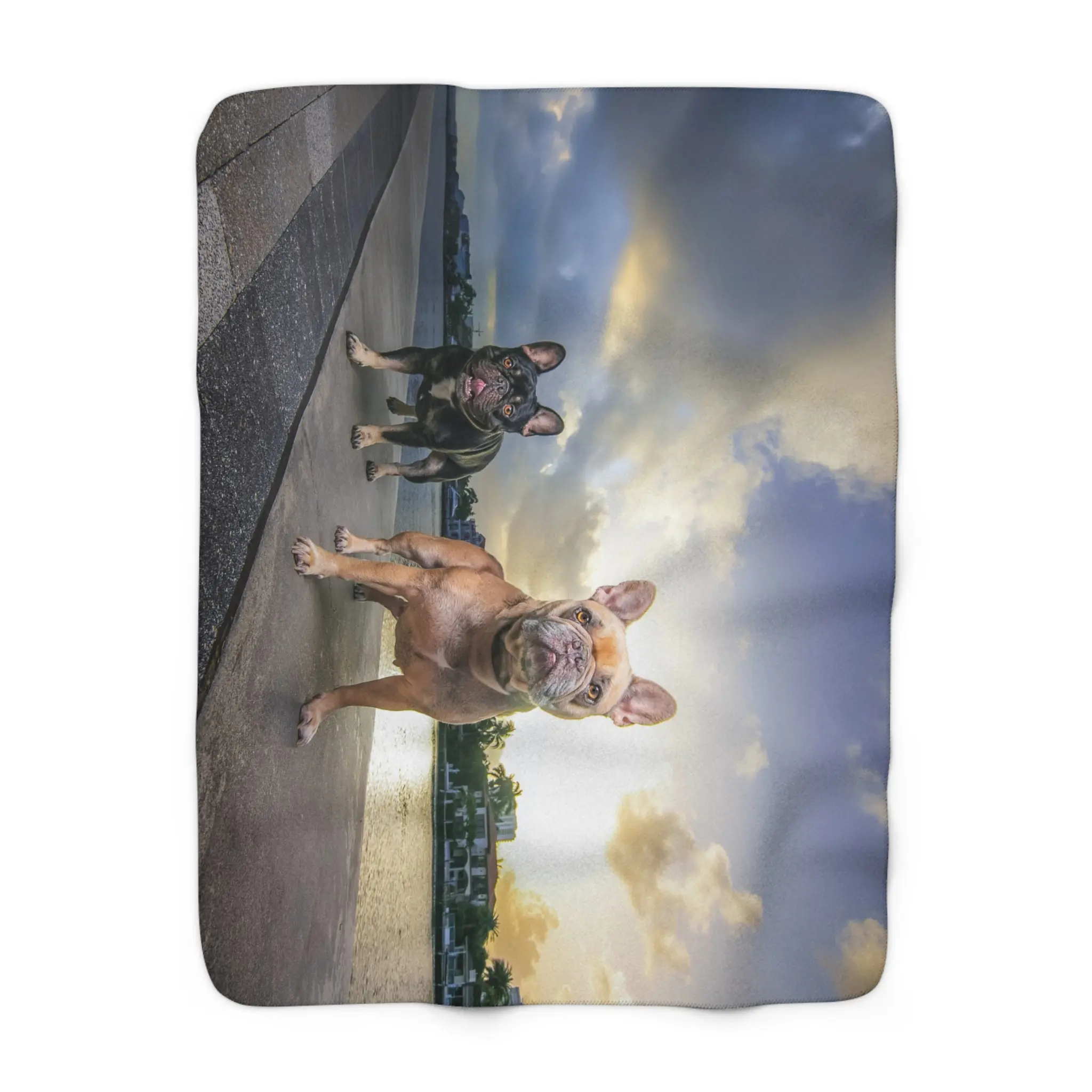 First Light | Dual French Bulldog Sunrise Sherpa Throw