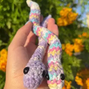 Baby Pastel Rainbow Snake Plushie- crocheted