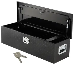 39 Inch Tool Box for Truck, Aluminum Truck Bed Toolboxes with Sliding Shelf, Heavy Duty Waterproof Tool Box Organizer Chest for Pick Up Truck Rv Trailer - Black