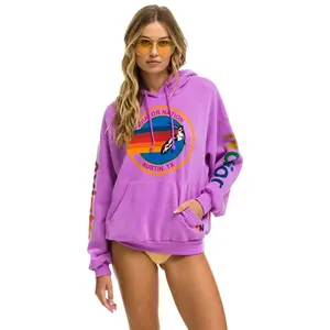 AVIATOR NATION AUSTIN RELAXED PULLOVER HOODIE - NEON PURPLE