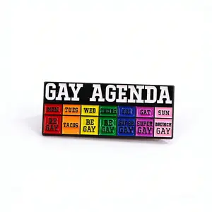 Gay Agenda Weekly Schedule Enamel Pin 1PC Alloy Badge Backpack Jacket Decoration LGBTQ Pride Gift For Friends