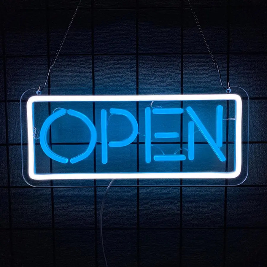Neon Signage for Business Visibility Day and Night, Bar Lights Coffee Shop Window Open Sign, Storefront Glass Door Open Sign