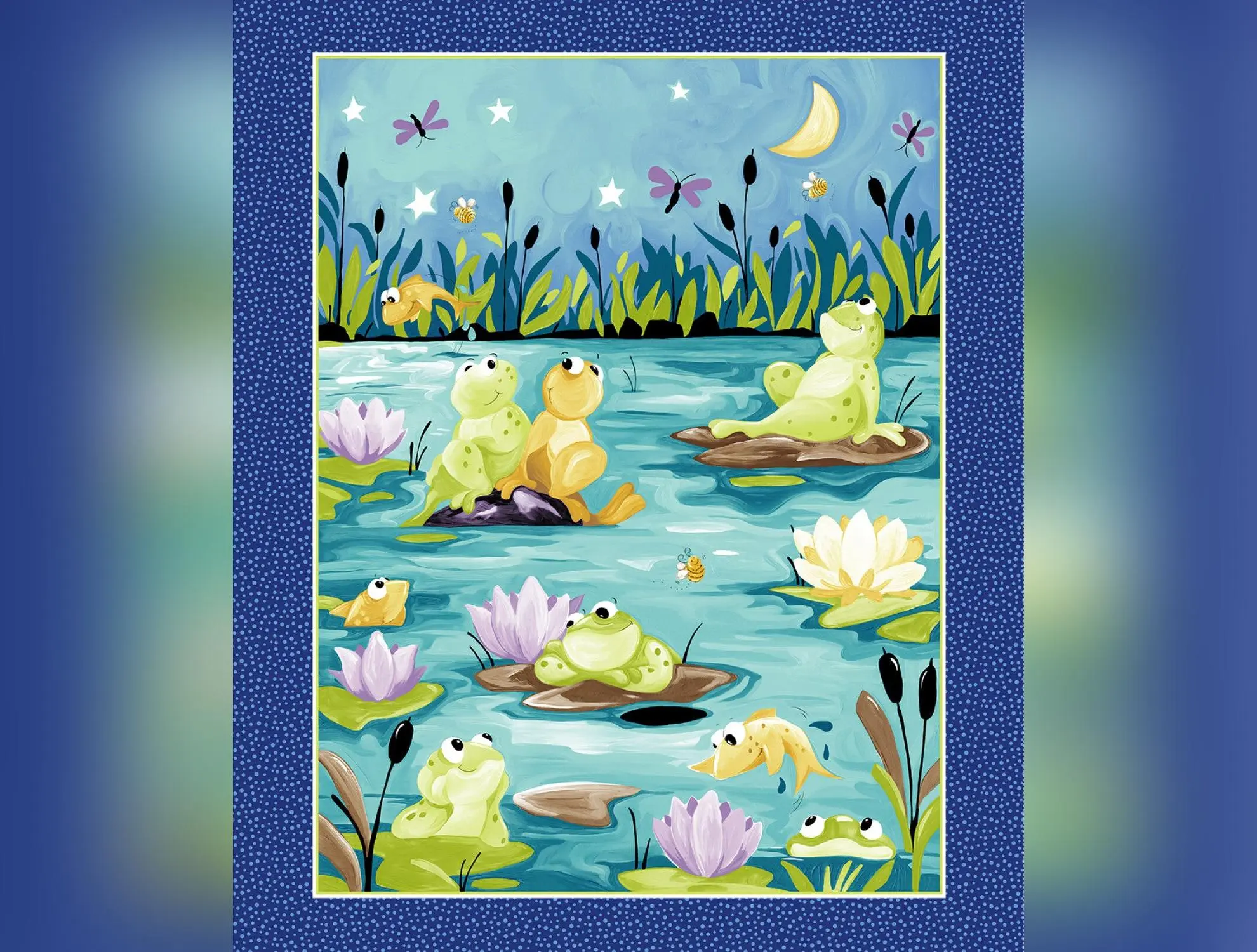 Paul's Pond | 36" Quilt Panel Navy by Susybee for Clothworks | SB20405-780