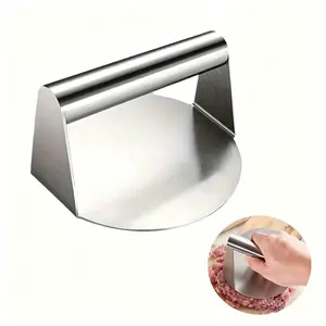 Non-Stick Stainless Steel Hamburger Press, Flat Patty Maker for Even Pressing, Professional Burger Smasher for BBQ Grill Kitchen Cooking, Kitchen Tool