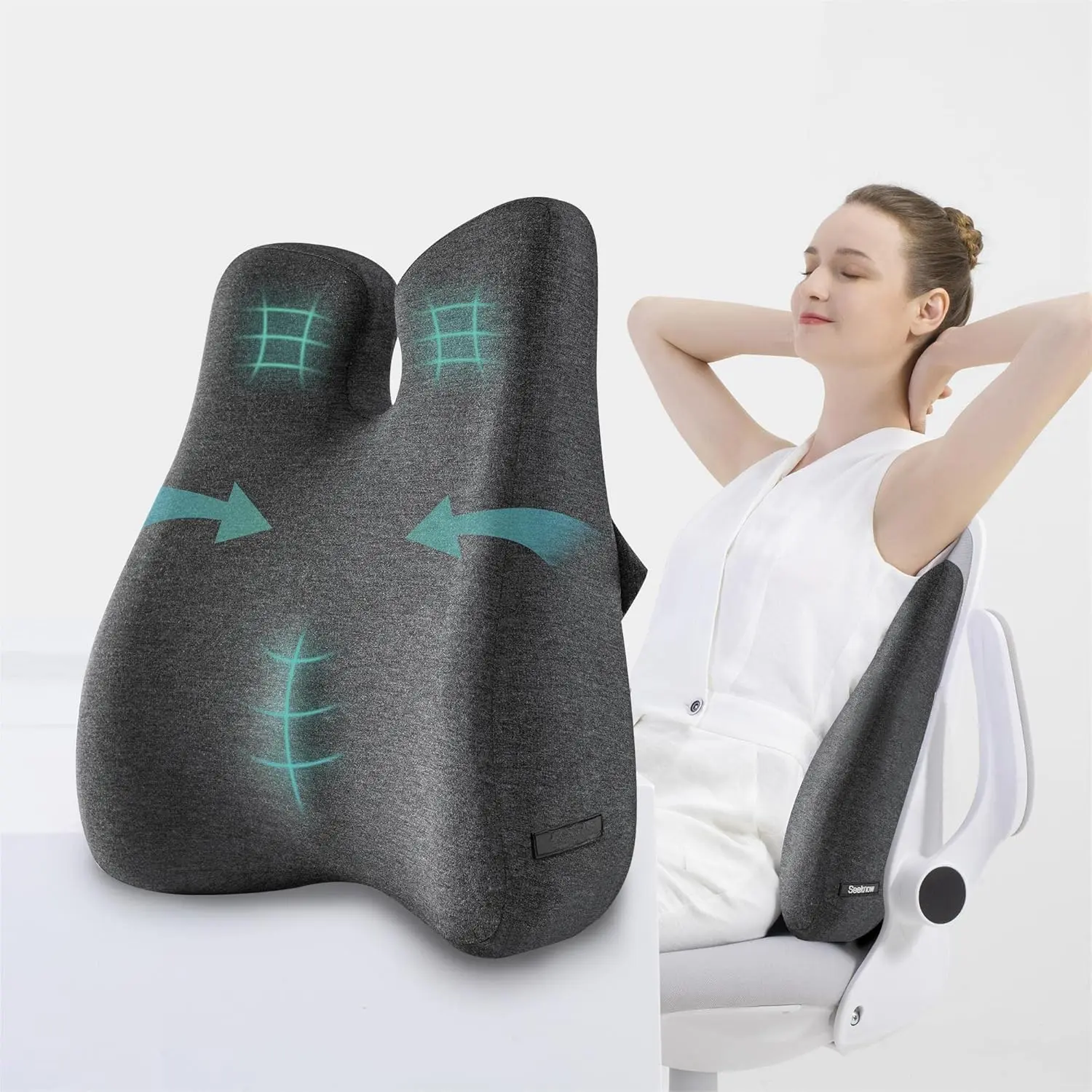 Support Pillow for Office Chair Cushion for    Memory   Support Office Chair   Pillow  Chushion W/Strap for , Computer Gaming Chair, Recliner, Couch