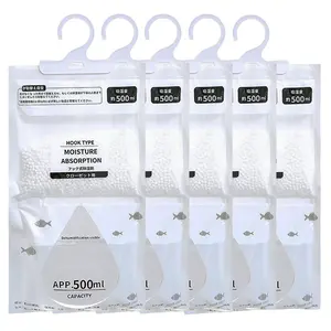 5 Pcs Wardrobe Dehumidifier Hanging Bags, High Absorbency Moisture Absorbers for Damp, Mould & Condensation, Eco-Friendly Dehumidifiers for Home, Bathroom, Basement, Office & Caravan