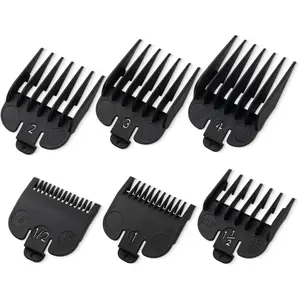 Clipper Guards Set Compatible with Most Wahl Clippers, Clipper Guides Replacement - 1/16" to 1/2", 6 Piece Set, Black Color