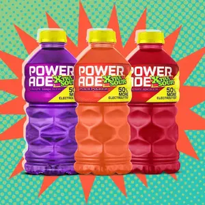 Powerade Xtra Sour 28oz Bottle Refreshing Tangy Flavor with 50% More Electrolytes for Athletes & Fitness Enthusiasts Grape Peach Pucker Cherry Limeade