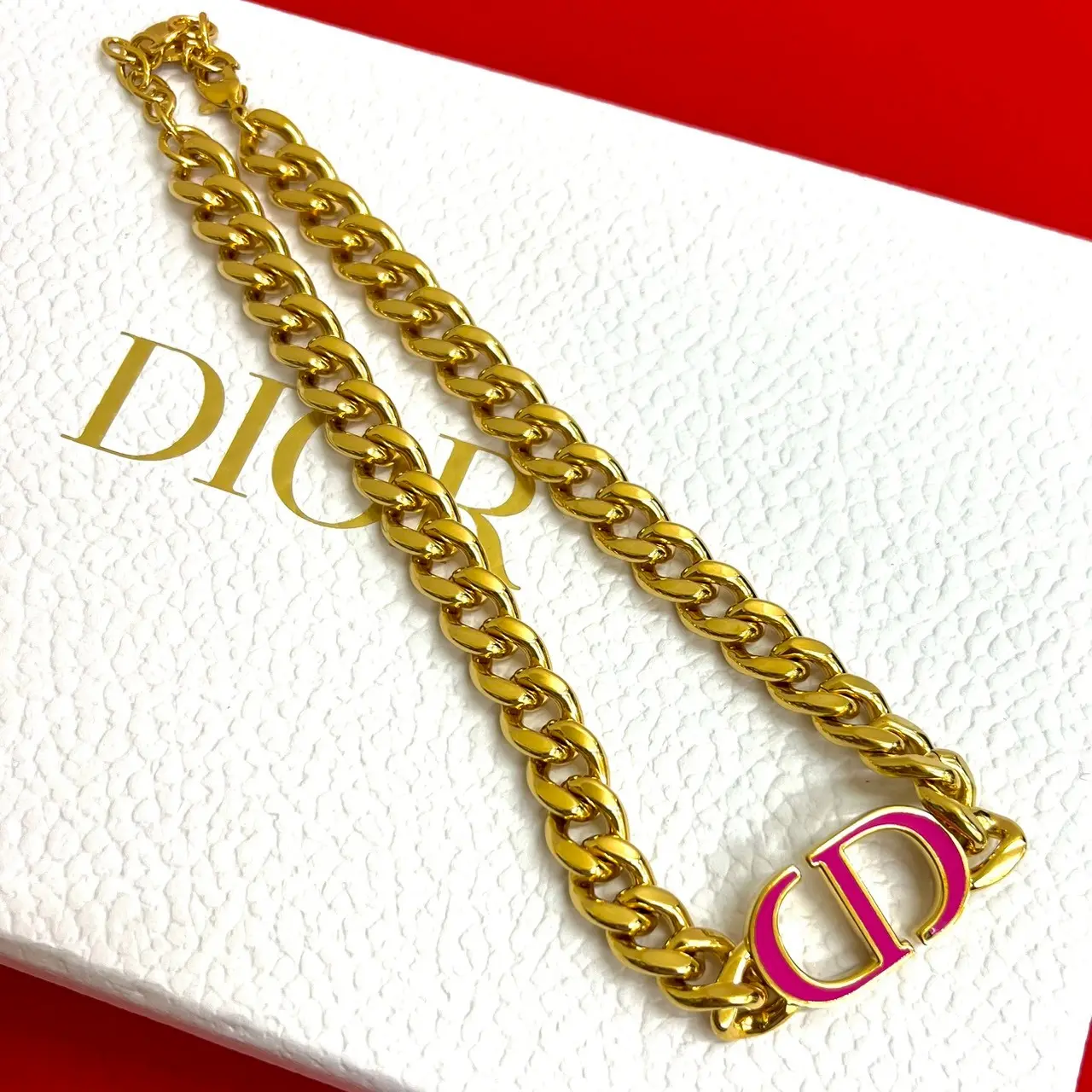 Pre-owned Dior Stainless Small Leather Goods Christian CD Motif Necklace